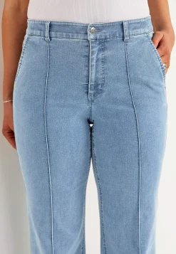 Straight Fit|Stretch Jeans-Cellbes of Sweden Brede jeans med syede pressefolder Mia Lyseblå denim