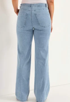 Straight Fit|Stretch Jeans-Cellbes of Sweden Brede jeans med syede pressefolder Mia Lyseblå denim