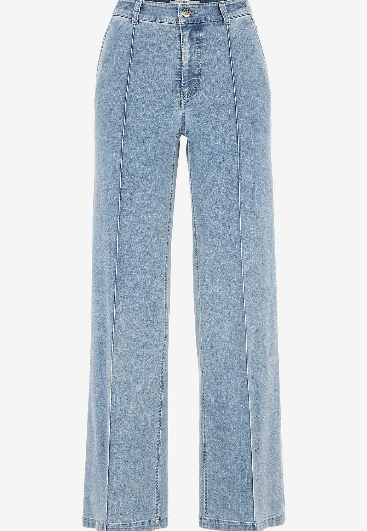 Straight Fit|Stretch Jeans-Cellbes of Sweden Brede jeans med syede pressefolder Mia Lyseblå denim