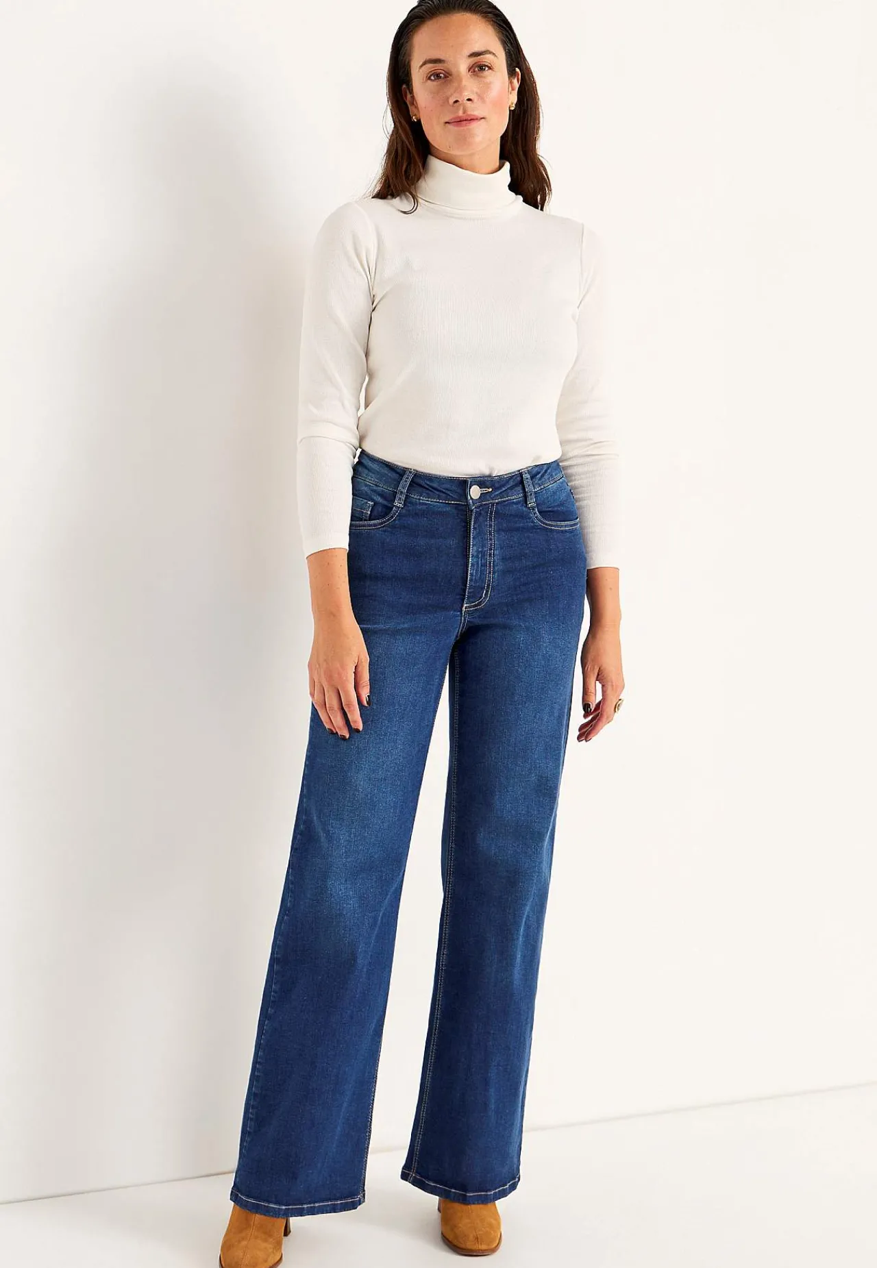 Høj Talje|Straight Fit- Brede, lange jeans med høj talje Renata | Cellbes