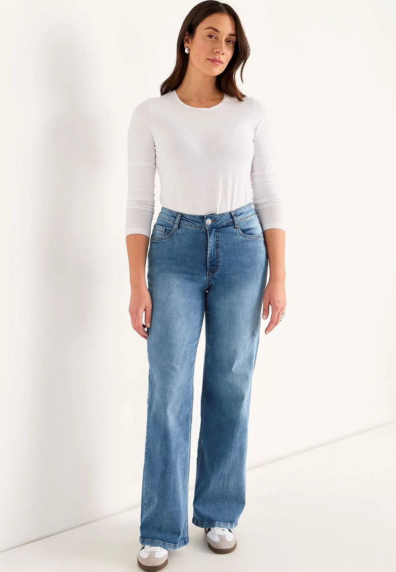 Høj Talje|Straight Fit- Brede, lange jeans med høj talje Renata | Cellbes