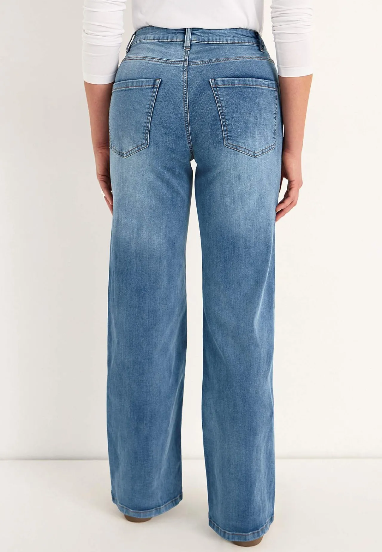 Høj Talje|Straight Fit- Brede, lange jeans med høj talje Renata | Cellbes