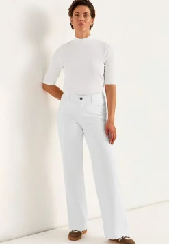 Høj Talje|Straight Fit-Cellbes of Sweden Brede, lange jeans med høj talje Renata Hvid denim