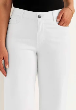 Høj Talje|Straight Fit-Cellbes of Sweden Brede, lange jeans med høj talje Renata Hvid denim