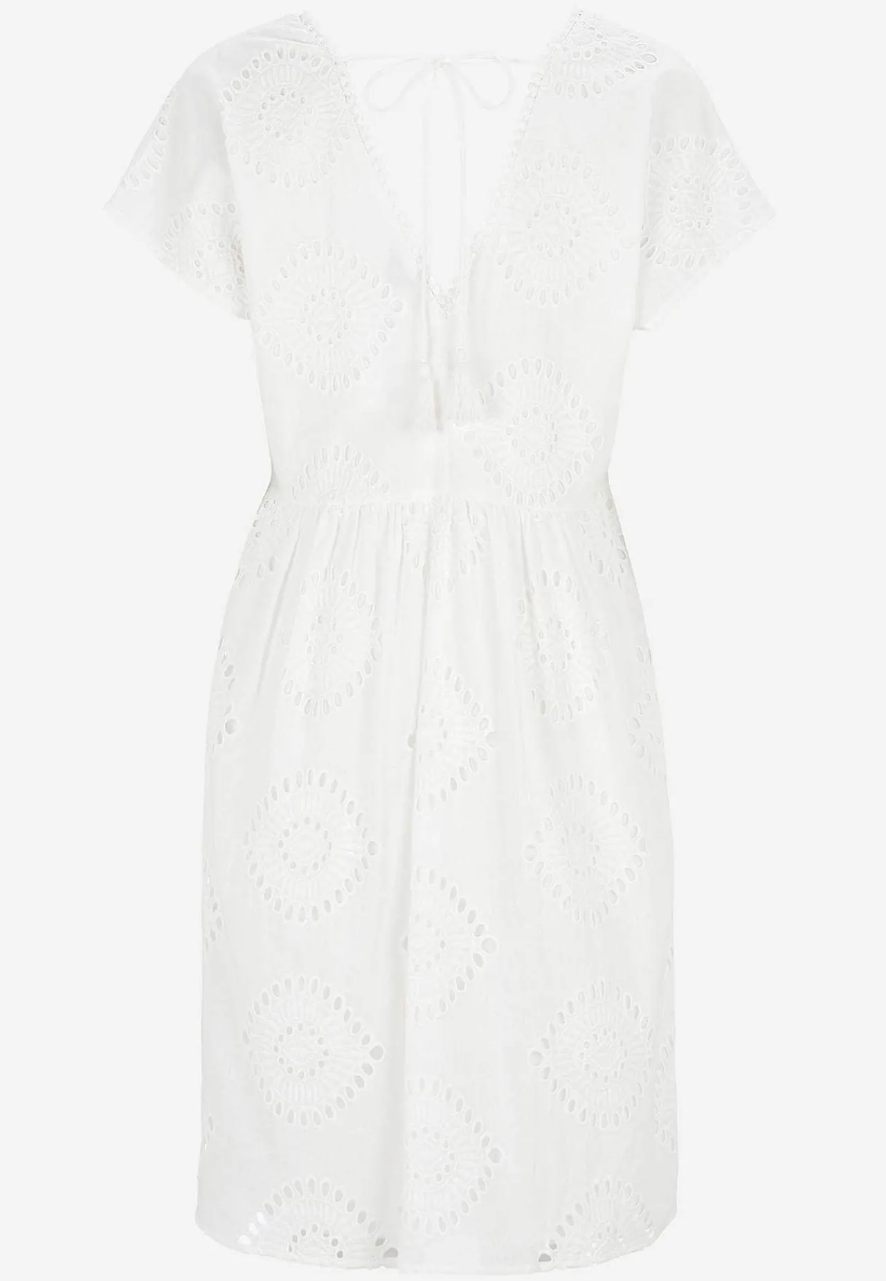 Blondekjole|Korte Kjoler- Broderie anglaise (hulbroderet) tunikakjole Offwhite