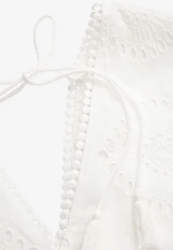 Blondekjole|Korte Kjoler- Broderie anglaise (hulbroderet) tunikakjole Offwhite