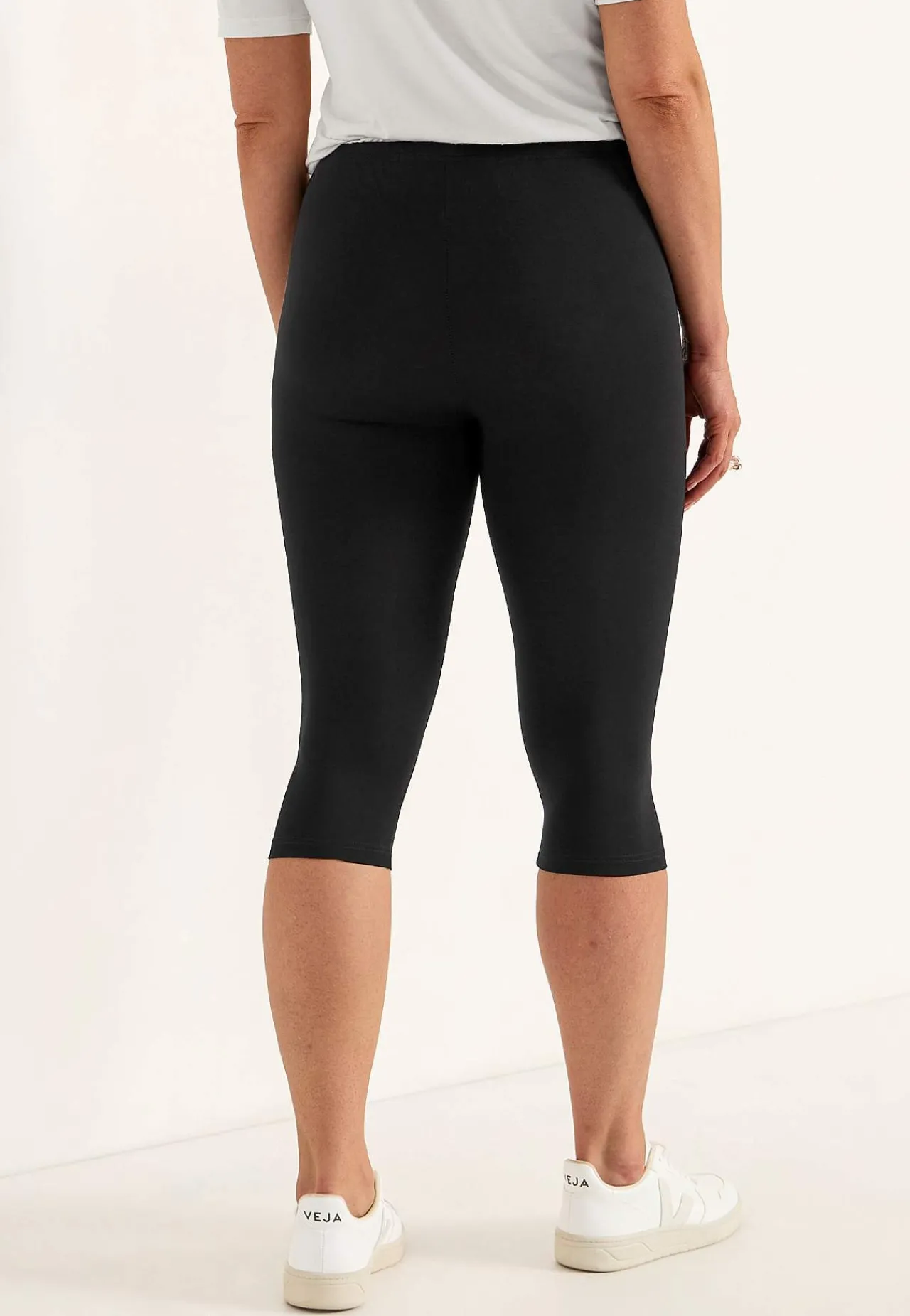 Caprileggings|Forårsbukser- Capri leggings i jersey Sort