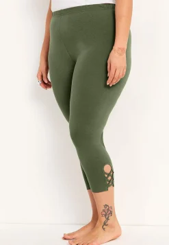 Caprileggings|Flerpak Leggings-Cellbes of Sweden Capri leggings med dejlige detaljer 2-pack Mørkegrøn + Sort