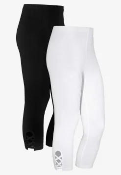 Caprileggings|Flerpak Leggings-Cellbes of Sweden Capri leggings med dejlige detaljer 2-pack Hvid + Sort