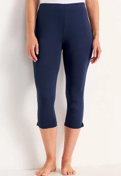 Caprileggings|Forårsbukser- Capri leggings med sideslidser Marine
