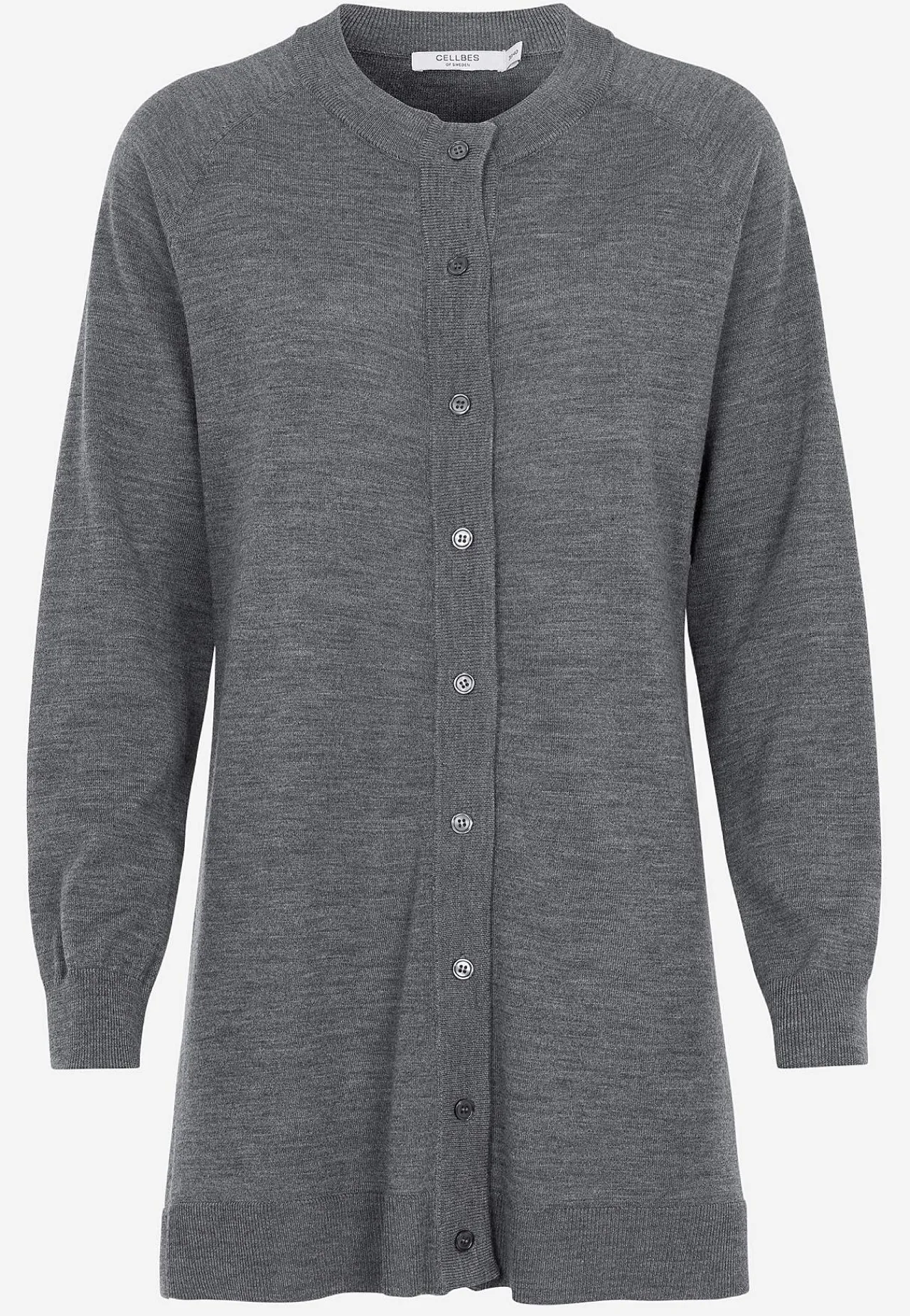 Cardiganer|Premium- Cardigan Premium i merinould Mørk gråmeleret
