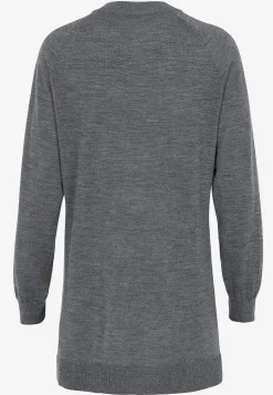Cardiganer|Premium- Cardigan Premium i merinould Mørk gråmeleret