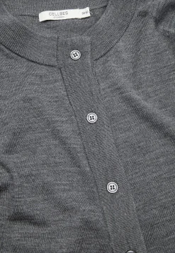 Cardiganer|Premium- Cardigan Premium i merinould Mørk gråmeleret