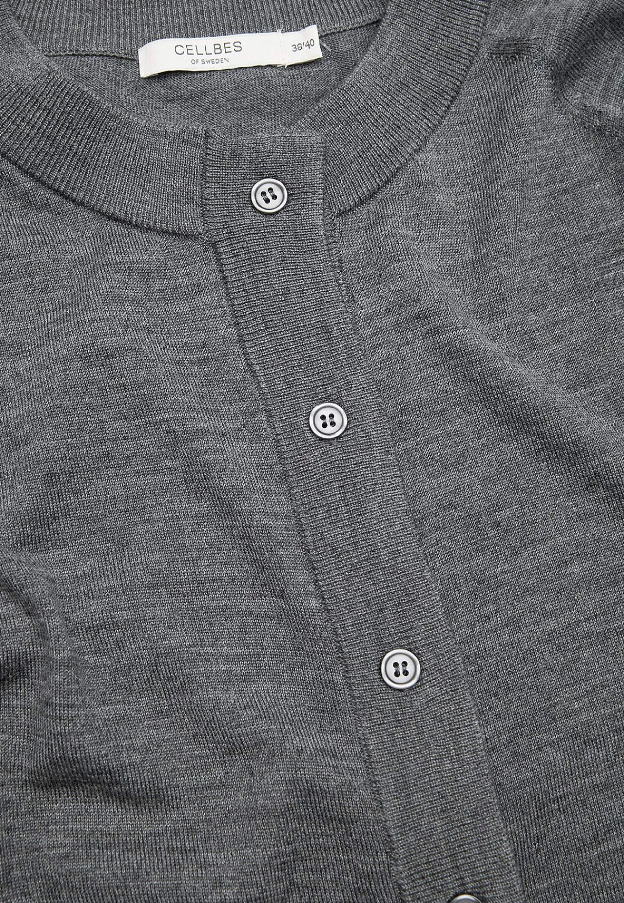 Cardiganer|Premium- Cardigan Premium i merinould Mørk gråmeleret