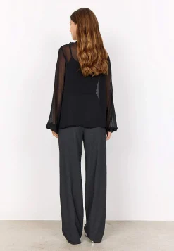Bluser-Soyaconcept Chiffonbluse med volanter Sort