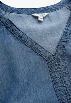 Festkjoler|Festkjoler-Cellbes of Sweden Cowboykjole med pufærmer Mellemblå Denim