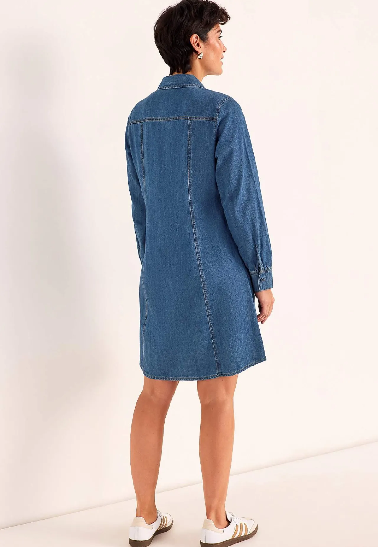 Denimkjoler|Denimkjoler- Cowboykjole uden stræk Mellemblå Denim