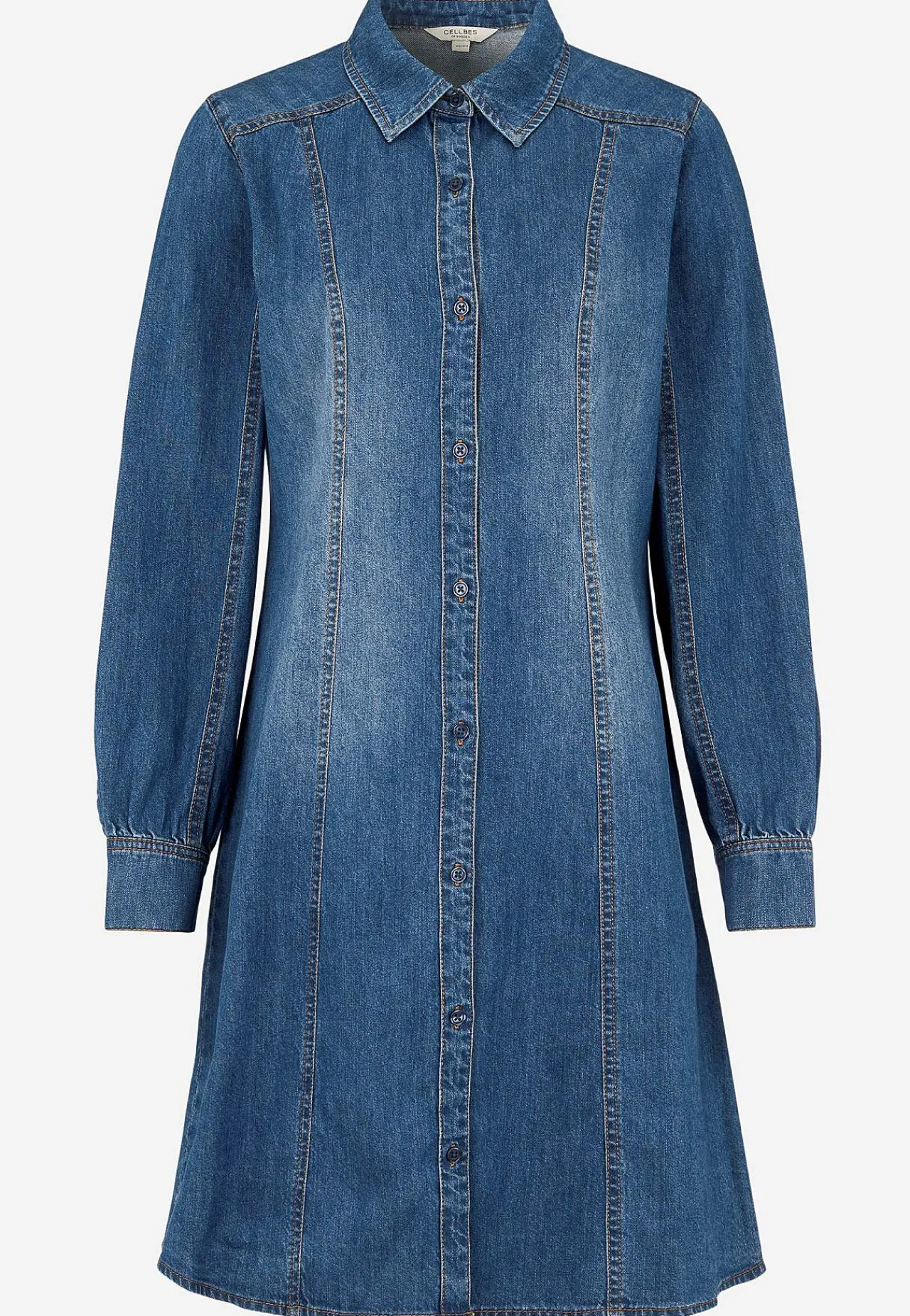 Denimkjoler|Denimkjoler- Cowboykjole uden stræk Mellemblå Denim
