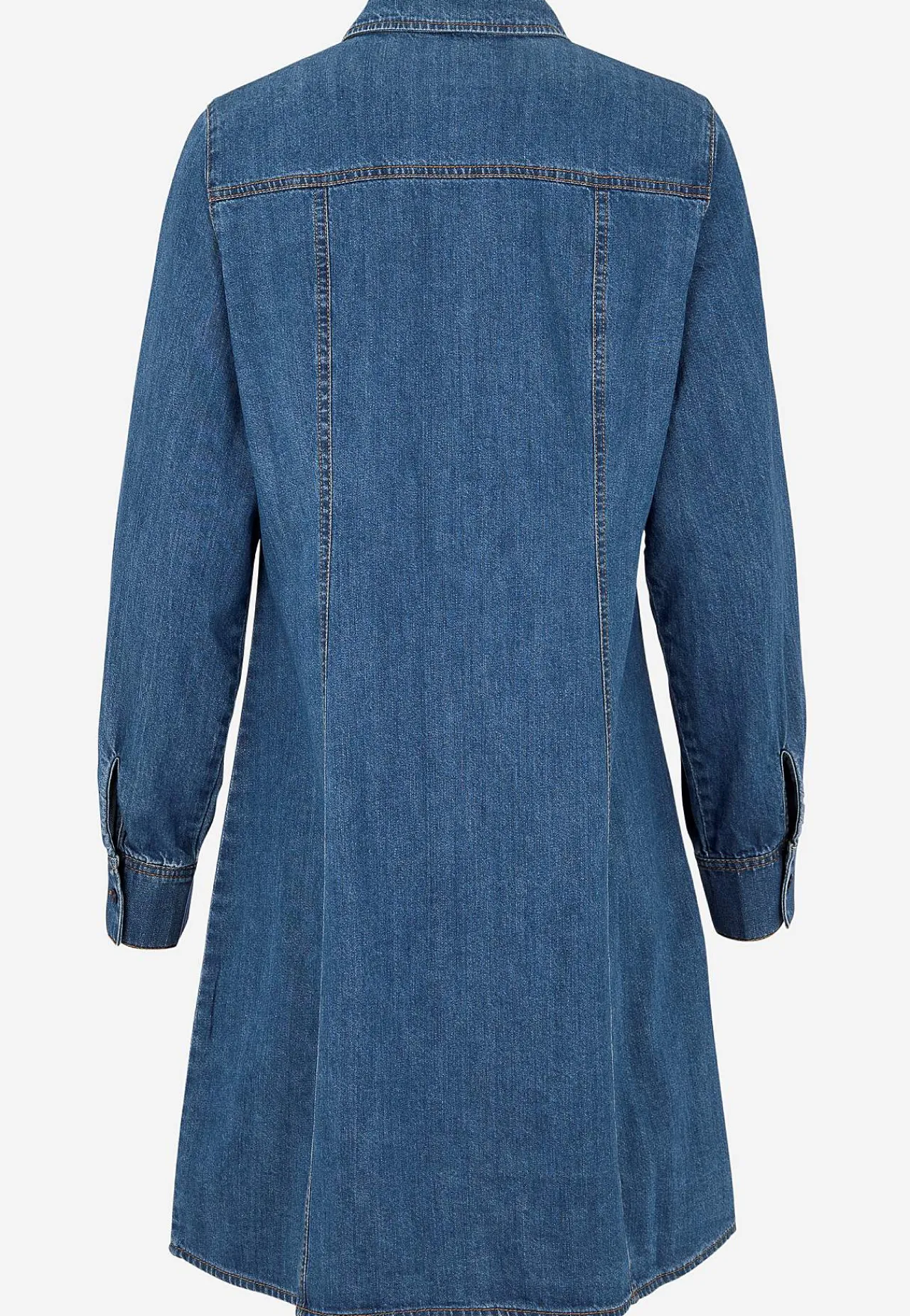 Denimkjoler|Denimkjoler- Cowboykjole uden stræk Mellemblå Denim
