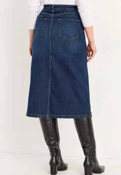Nederdele|Denimnederdele-Cellbes of Sweden Cowboynederdel med slids foran Mørkeblå / Denim