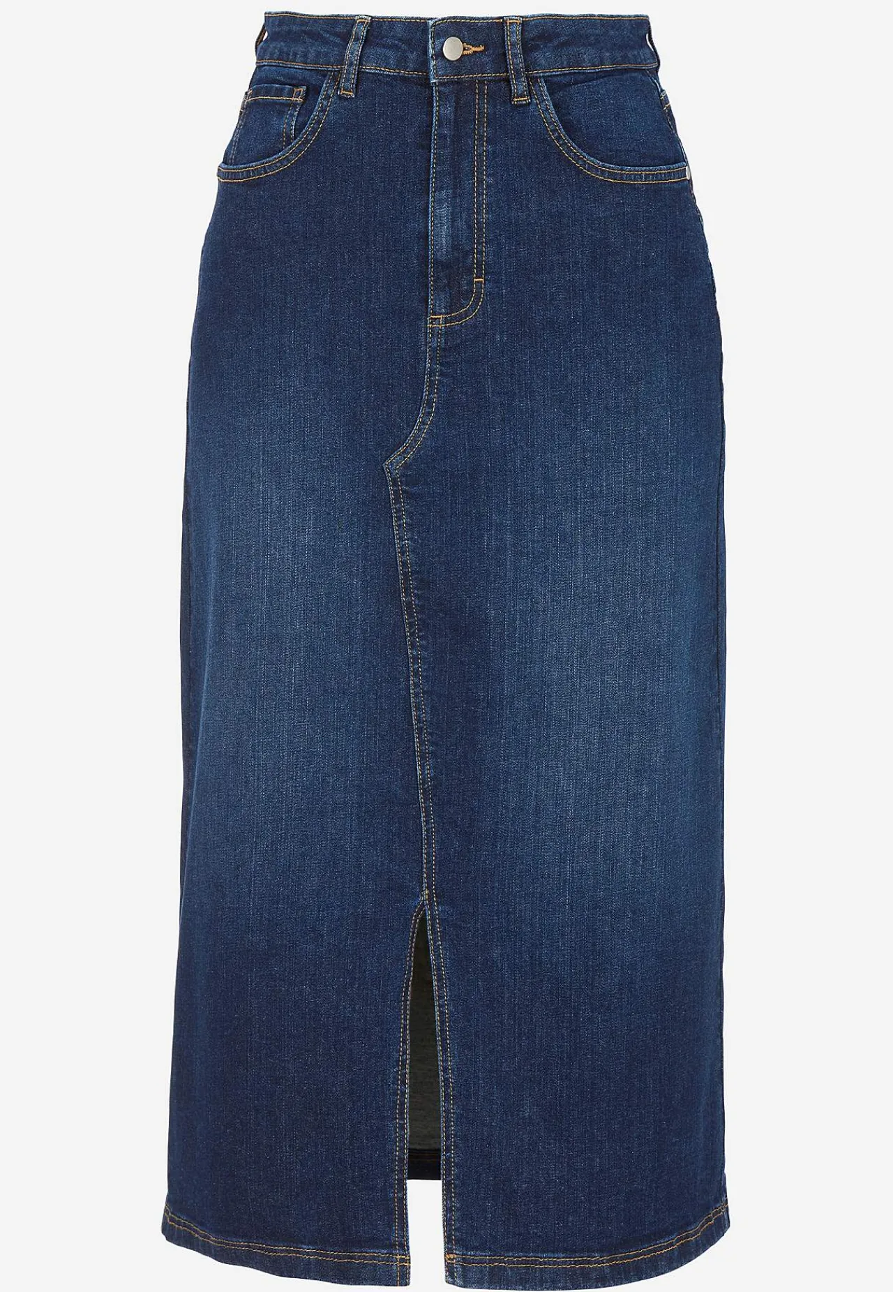 Nederdele|Denimnederdele-Cellbes of Sweden Cowboynederdel med slids foran Mørkeblå / Denim