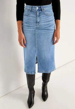 Nederdele|Denimnederdele-Cellbes of Sweden Cowboynederdel med slids foran | Cellbes