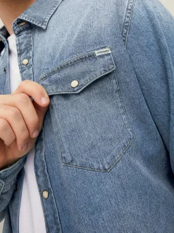 Skjorter-JACK & JONES Cowboyskjorte Jeansblå
