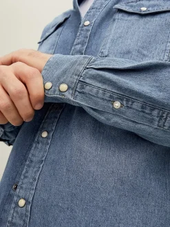 Skjorter-JACK & JONES Cowboyskjorte Jeansblå