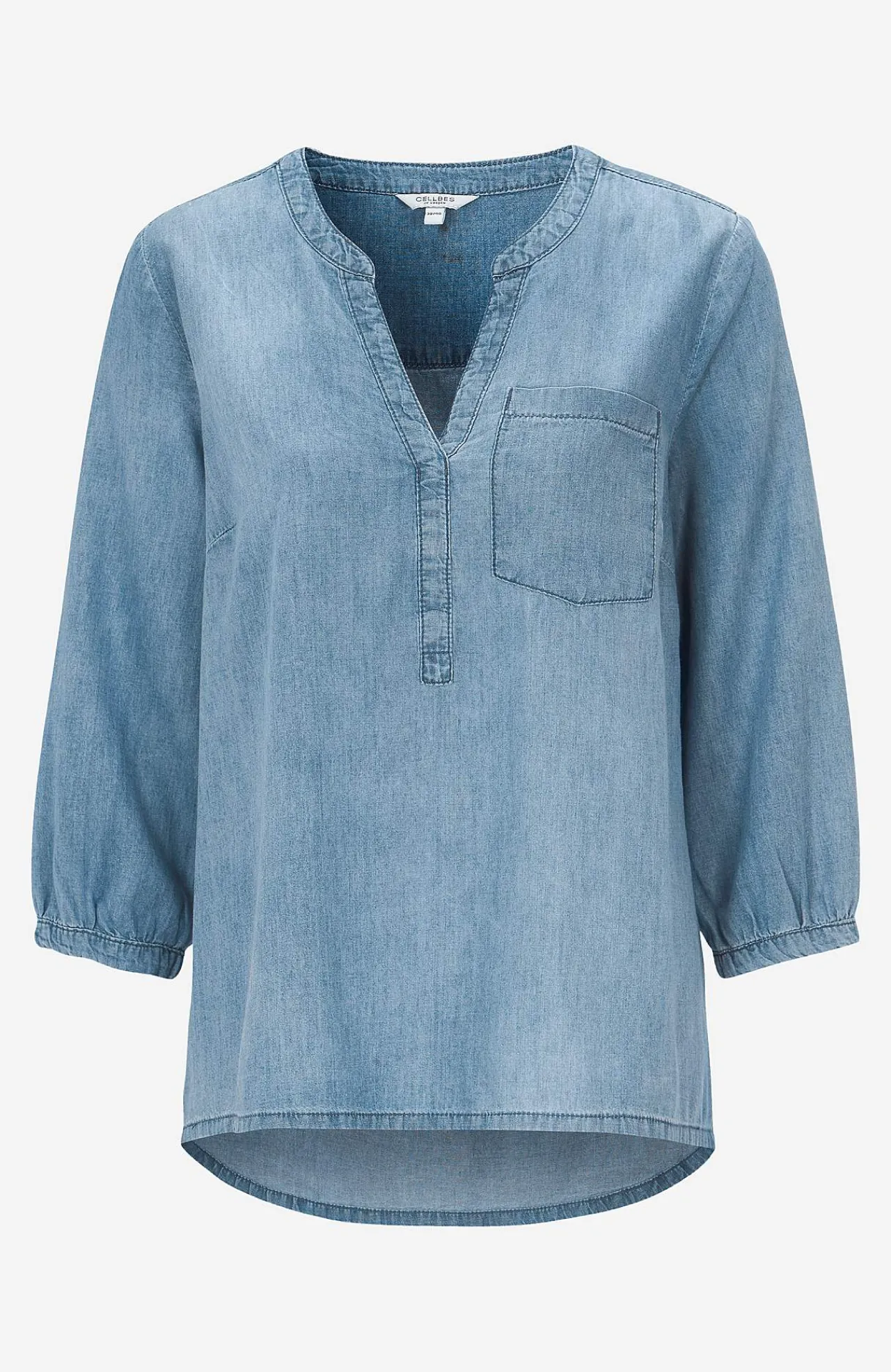 Denim|Denim-Toppe- Cowboyskjorte med brystlomme Lyseblå / Denim