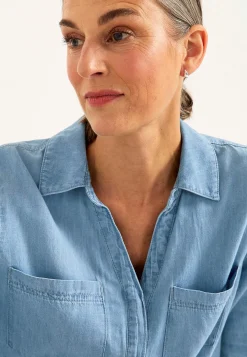 Denim|Denim-Toppe- Cowboyskjorte med knapper Lyseblå / Denim