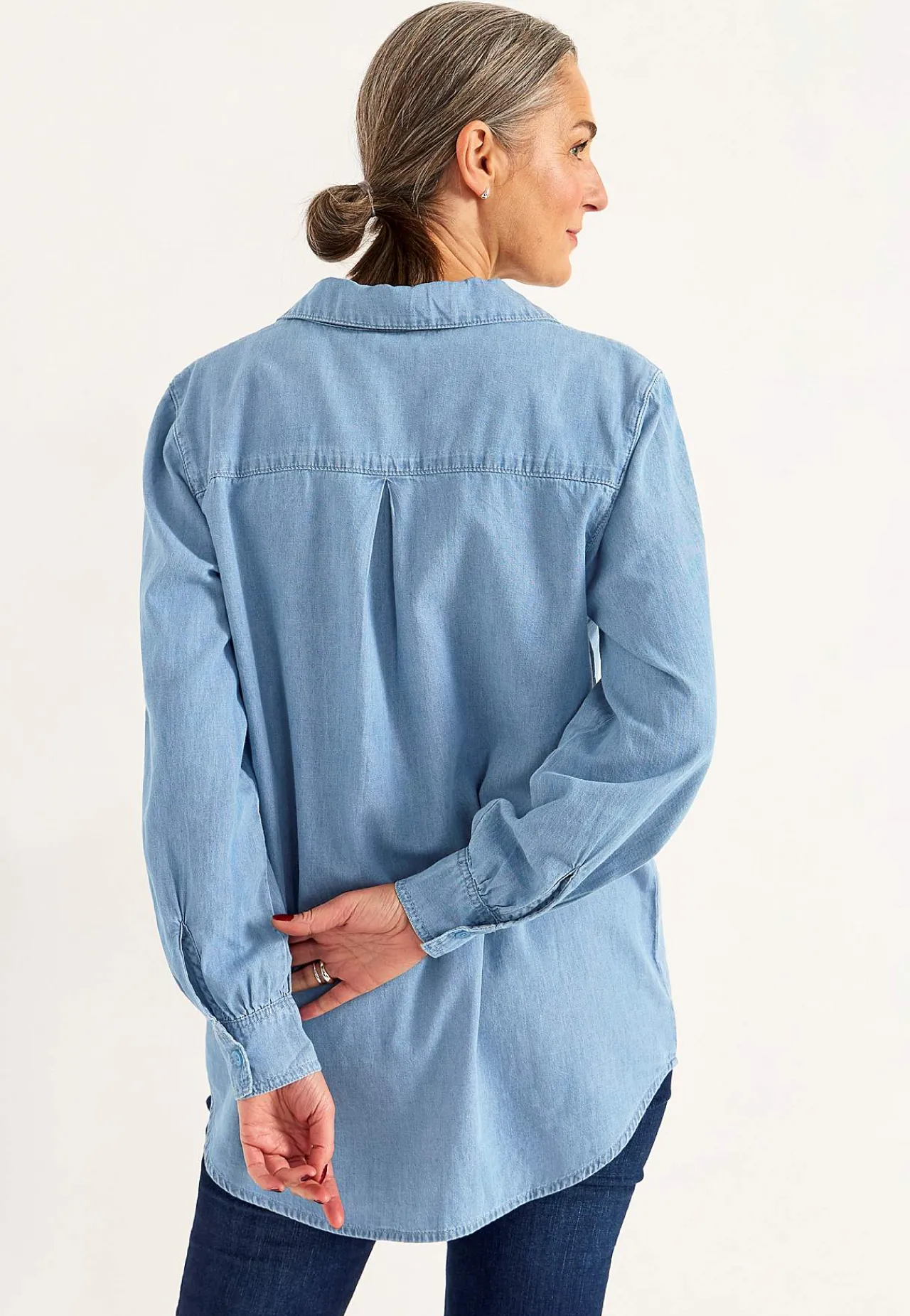Denim|Denim-Toppe- Cowboyskjorte med knapper Lyseblå / Denim