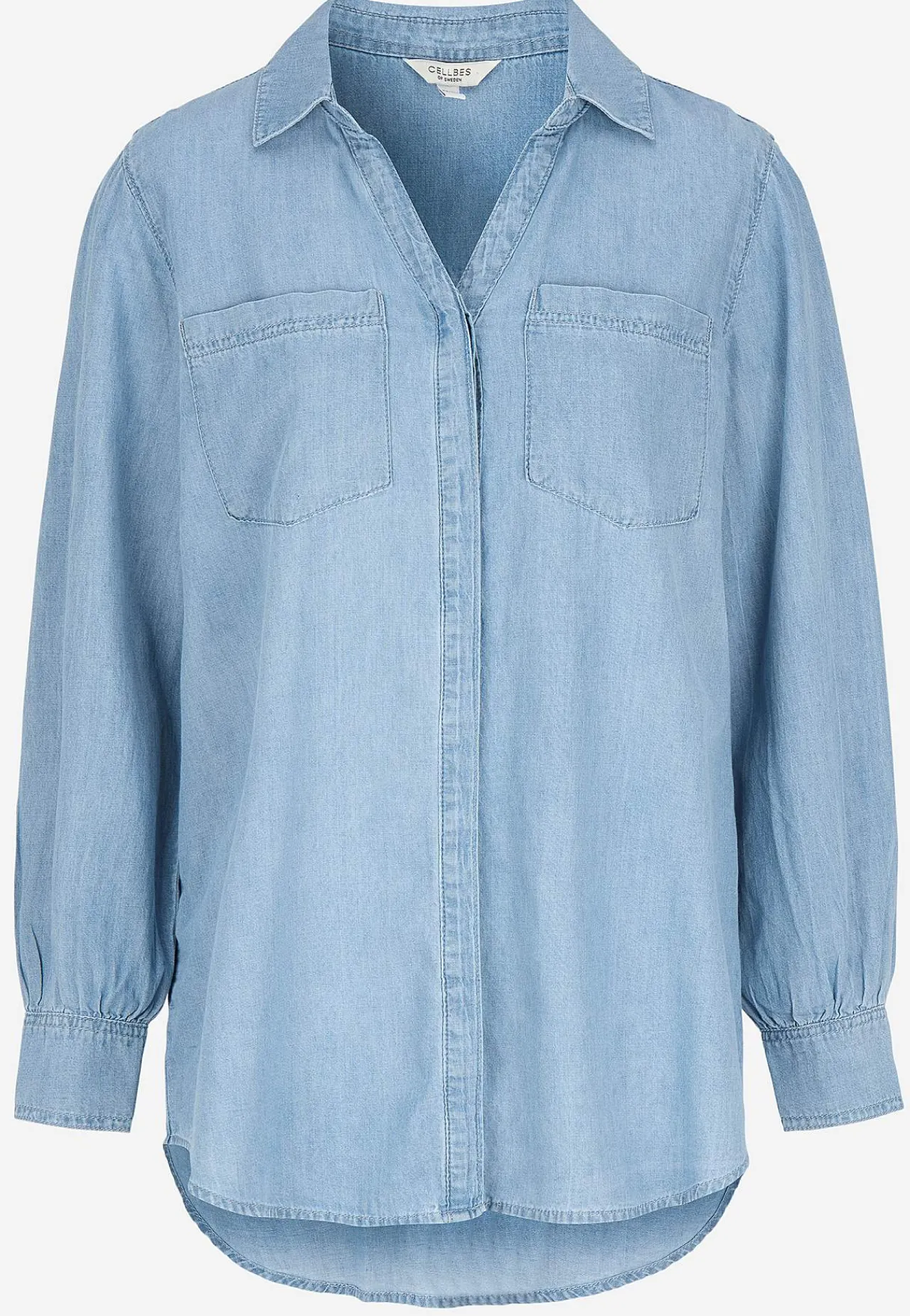Denim|Denim-Toppe- Cowboyskjorte med knapper Lyseblå / Denim
