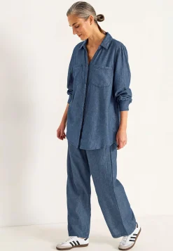 Denim|Denim-Toppe- Cowboyskjorte med knapper | Cellbes