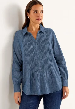 Denim|Denim-Toppe-Cellbes of Sweden Cowboyskjorte med syede lægge | Cellbes