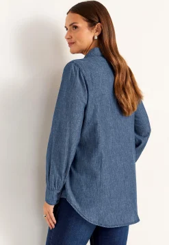 Denim|Denim-Toppe-Cellbes of Sweden Cowboyskjorte med syede lægge | Cellbes