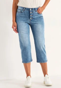 Forårsbukser|Capribukser-Cellbes of Sweden Crop jeans med design med fem lommer Mellemblå / Denim