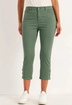 Forårsbukser|Capribukser-Cellbes of Sweden Crop jeans med design med fem lommer Kakigrøn