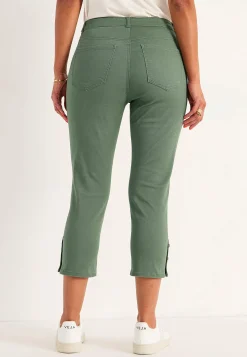 Forårsbukser|Capribukser-Cellbes of Sweden Crop jeans med design med fem lommer Kakigrøn