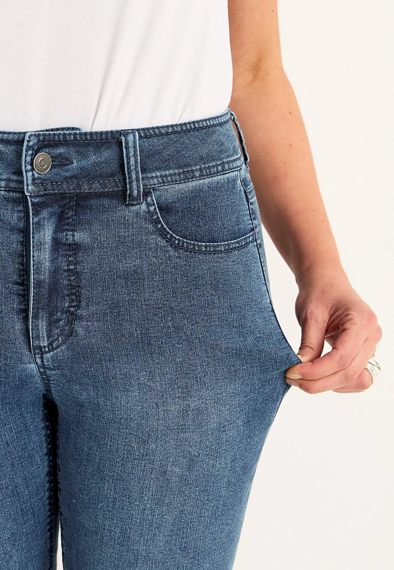 Forårsbukser|Capribukser-Cellbes of Sweden Crop jeans med superstræk Sara Mellemblå / Denim