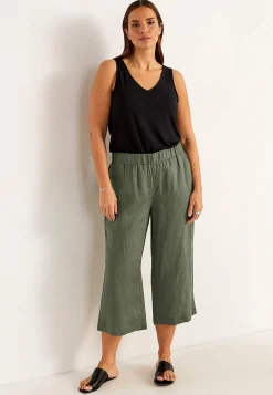 Forårsbukser|Culottes-Cellbes of Sweden Culottebukser Premium i hør Kakigrøn