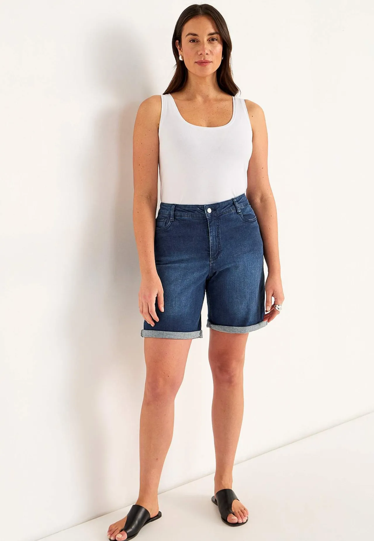 Forårsbukser|Jeansshorts-Cellbes of Sweden Denimshorts med komfortabelt stræk Mellemblå / Denim