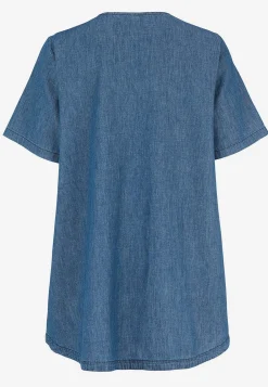 Denim|Denim-Toppe-Cellbes of Sweden Denimtunika med dekorativ v-hals Mellemblå Denim