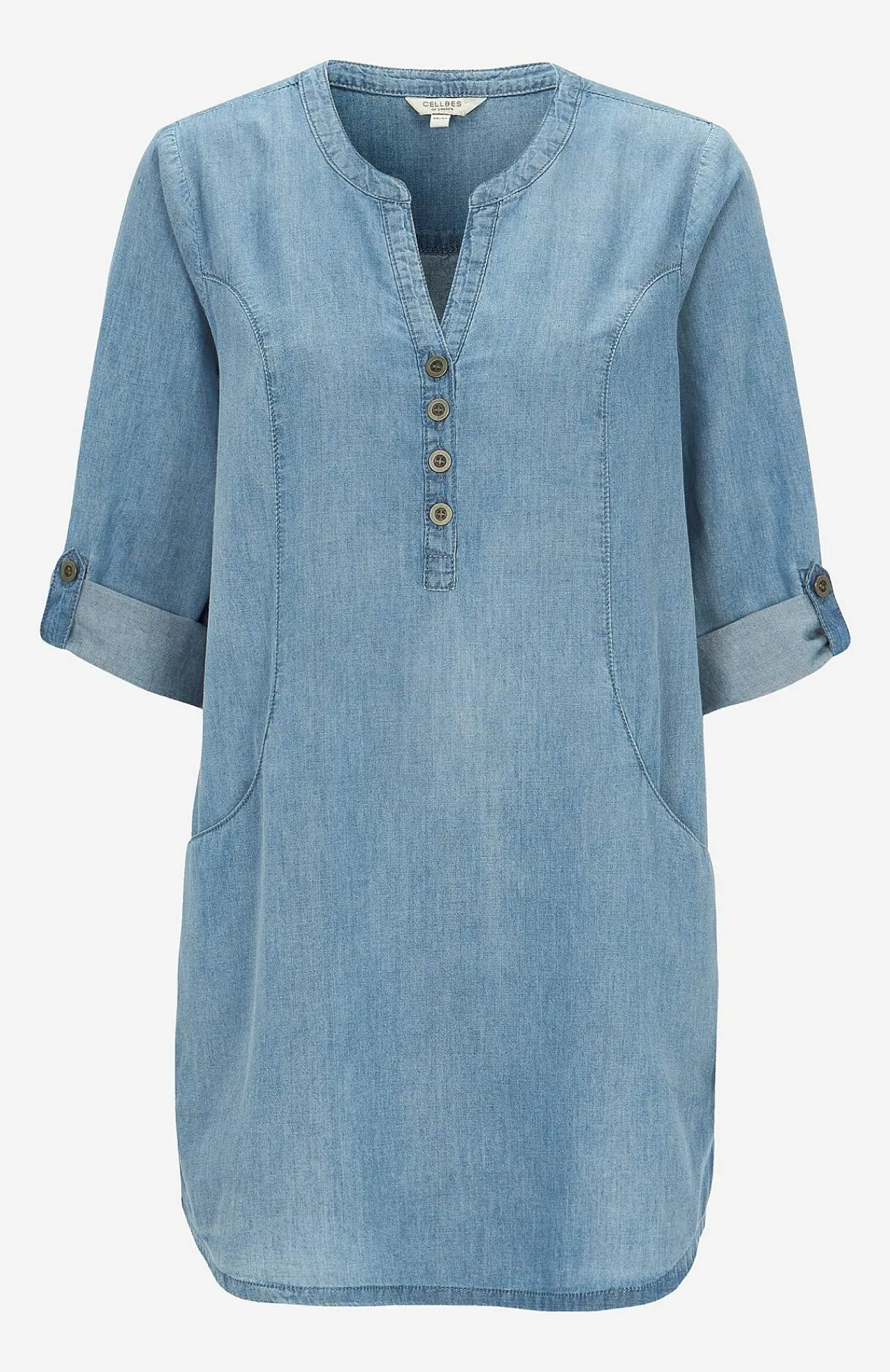 Denim|Denim-Toppe- Denimtunika med lommer | Cellbes