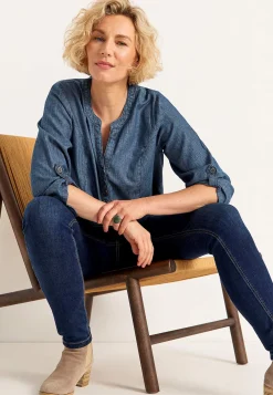 Denim|Denim-Toppe- Denimtunika med lommer | Cellbes