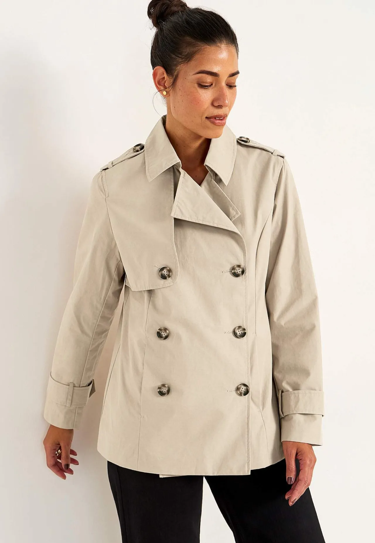 Forårsjakker|Trenchcoats-Cellbes of Sweden Dobbeltbrystet, kort trenchcoat Beige