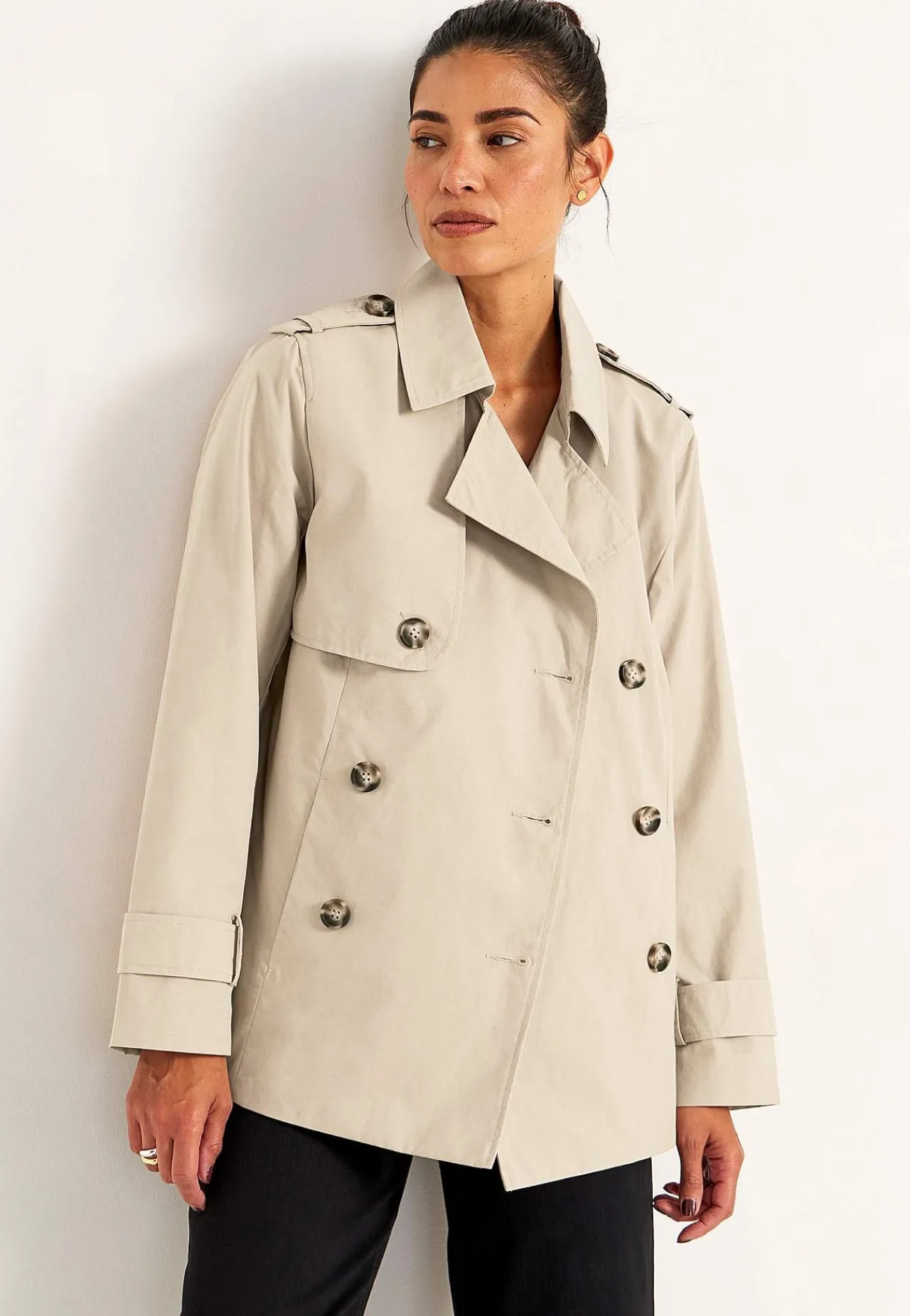 Forårsjakker|Trenchcoats-Cellbes of Sweden Dobbeltbrystet, kort trenchcoat Beige
