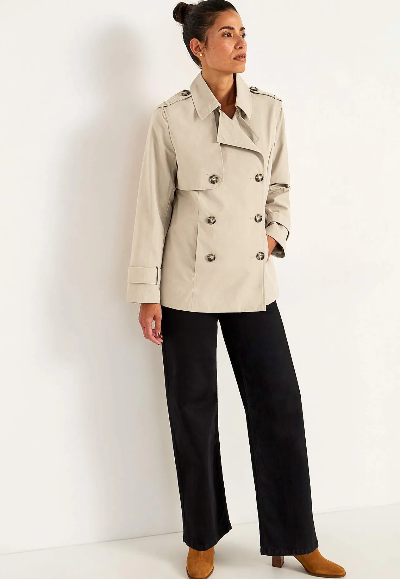 Forårsjakker|Trenchcoats-Cellbes of Sweden Dobbeltbrystet, kort trenchcoat Beige