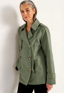Forårsjakker|Trenchcoats- Dobbeltbrystet, kort trenchcoat | Cellbes