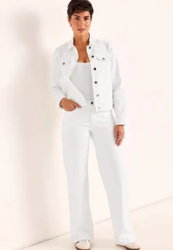Forårsjakker|Denimjakker-Cellbes of Sweden Elastisk jeansjakke Hvid denim
