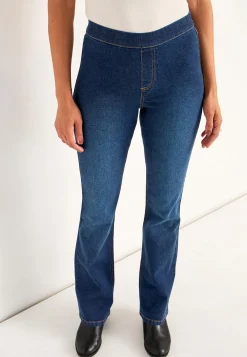 Høj Talje|Flere Længder-Cellbes of Sweden Elastisk jegging med bootcut Mørkeblå Denim
